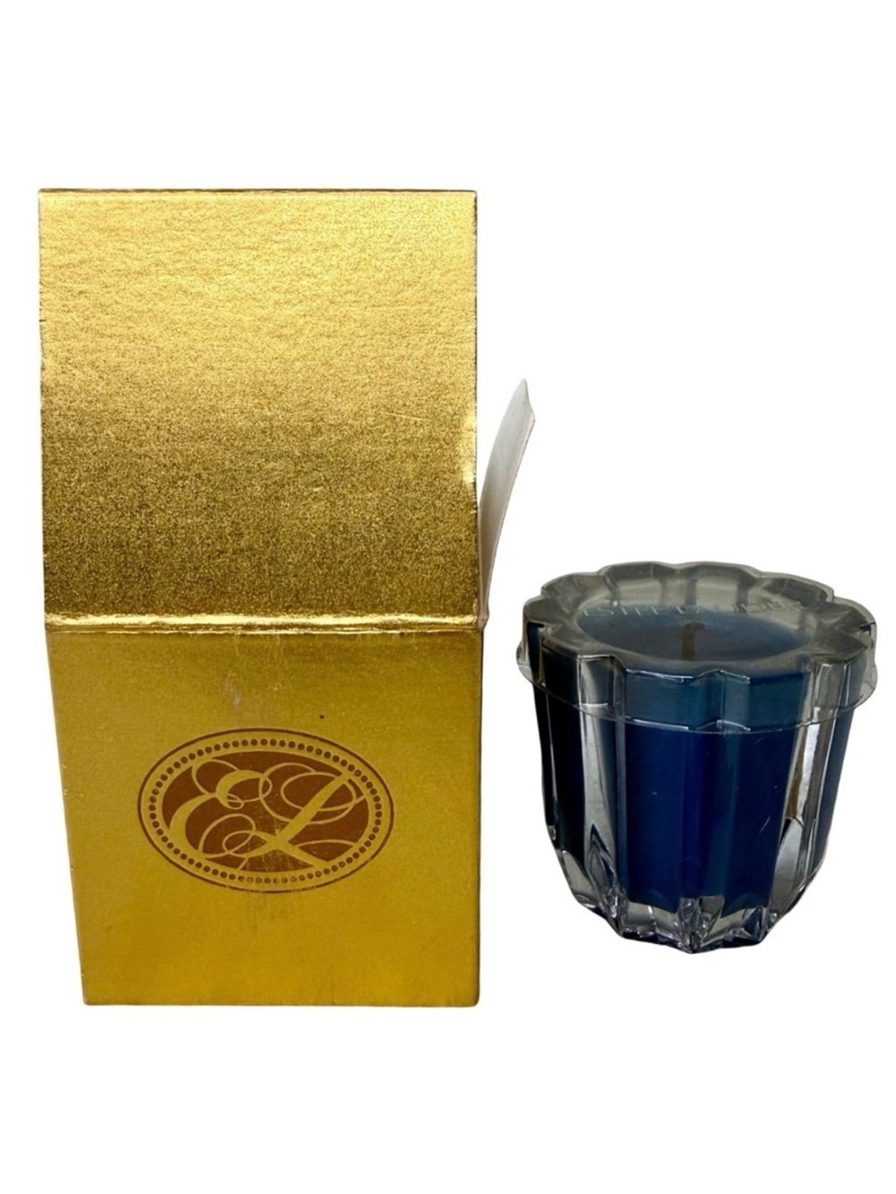 Estee Lauder Star Crystal Fragrance Candle Blue Decor Hollywood Regency Vintage